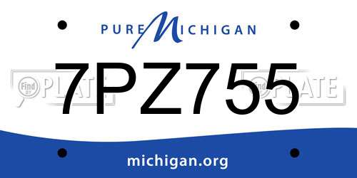7PZ755 Michigan License Plate