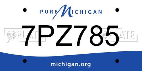 7PZ785 Michigan License Plate