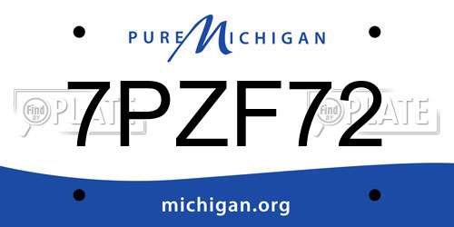 7PZF72 Michigan License Plate