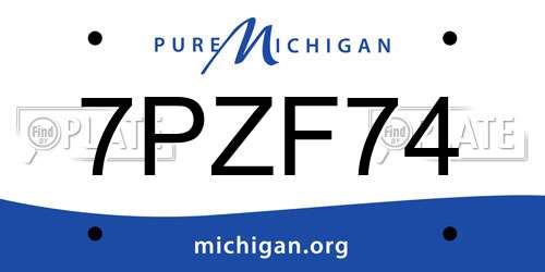 7PZF74 Michigan License Plate