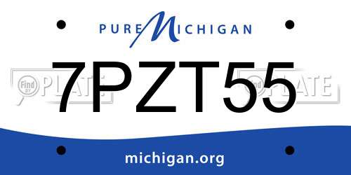 7PZT55 Michigan License Plate