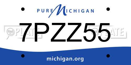 7PZZ55 Michigan License Plate