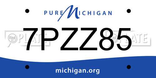 7PZZ85 Michigan License Plate