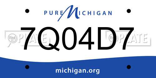 7Q04D7 Michigan License Plate