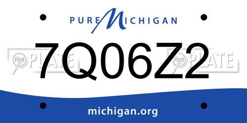 7Q06Z2 Michigan License Plate