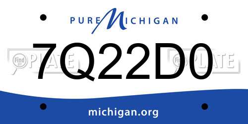7Q22D0 Michigan License Plate