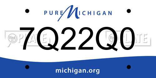 7Q22Q0 Michigan License Plate