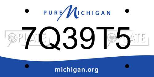 7Q39T5 Michigan License Plate