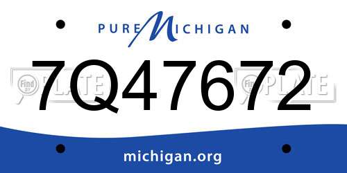 7Q47672 Michigan License Plate