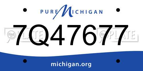 7Q47677 Michigan License Plate