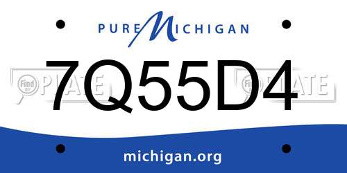 7Q55D4 Michigan License Plate