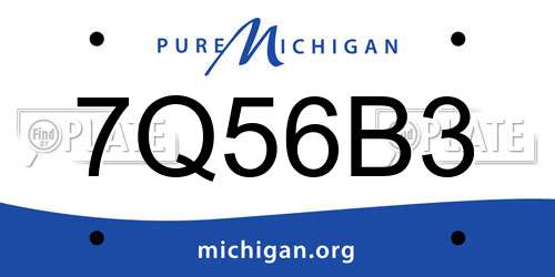 7Q56B3 Michigan License Plate