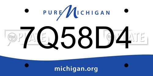7Q58D4 Michigan License Plate