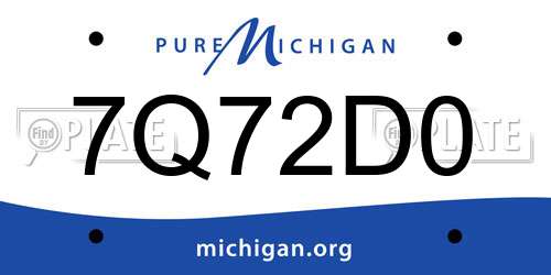 7Q72D0 Michigan License Plate