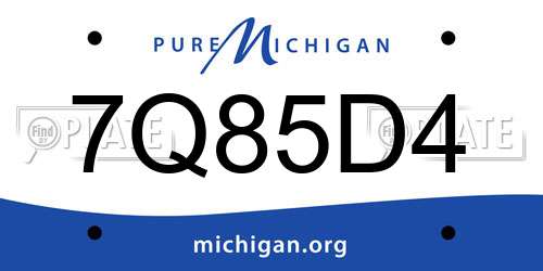 7Q85D4 Michigan License Plate