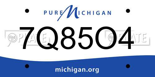 7Q85O4 Michigan License Plate