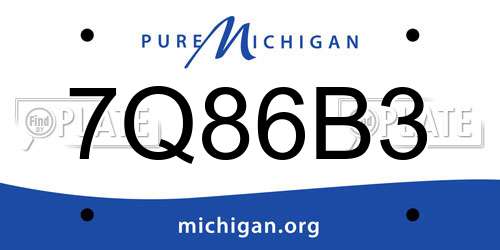 7Q86B3 Michigan License Plate