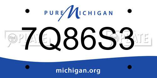7Q86S3 Michigan License Plate