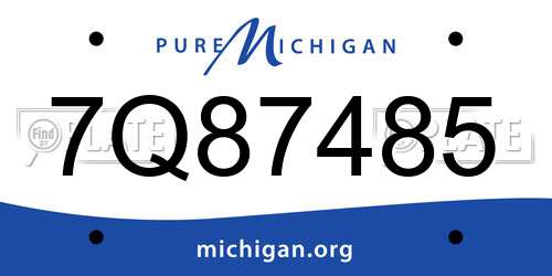 7Q87485 Michigan License Plate