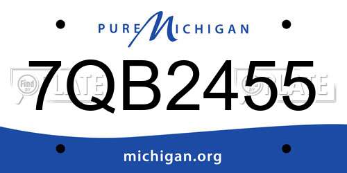 7QB2455 Michigan License Plate