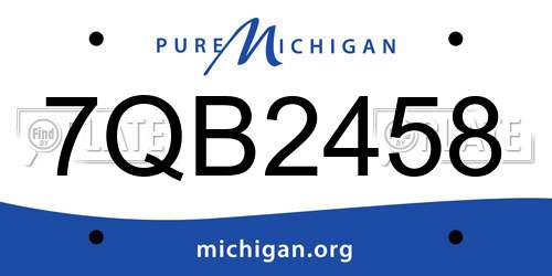 7QB2458 Michigan License Plate