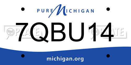 7QBU14 Michigan License Plate
