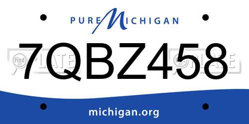 7QBZ458 Michigan License Plate