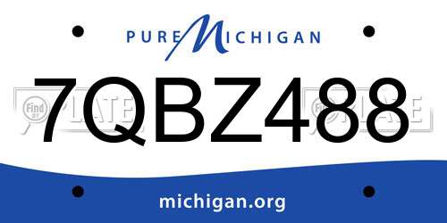 7QBZ488 Michigan License Plate