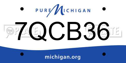 7QCB36 Michigan License Plate
