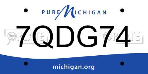 7QDG74 Michigan License Plate