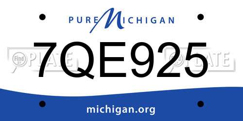 7QE925 Michigan License Plate