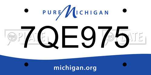 7QE975 Michigan License Plate