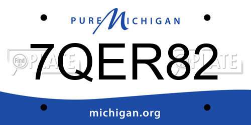 7QER82 Michigan License Plate