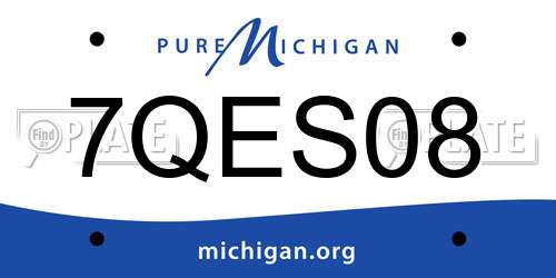 7QES08 Michigan License Plate