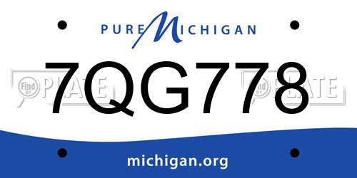 7QG778 Michigan License Plate