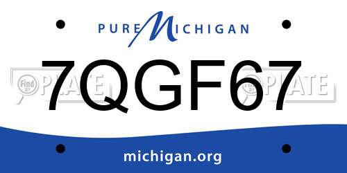 7QGF67 Michigan License Plate