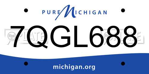 7QGL688 Michigan License Plate