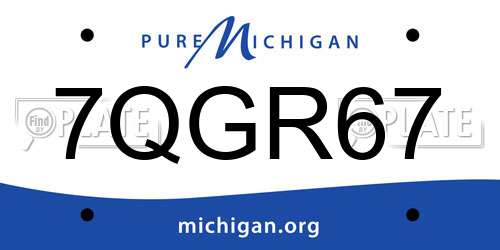 7QGR67 Michigan License Plate