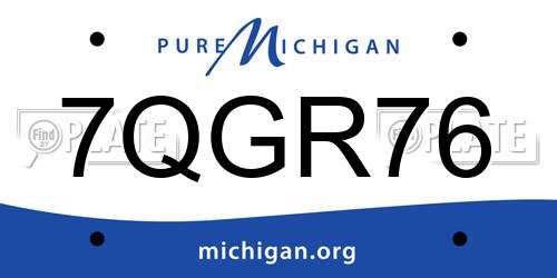 7QGR76 Michigan License Plate