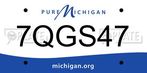 7QGS47 Michigan License Plate