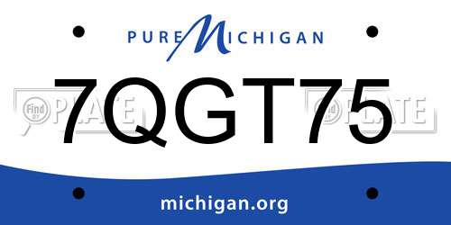 7QGT75 Michigan License Plate