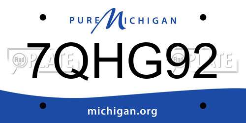 7QHG92 Michigan License Plate