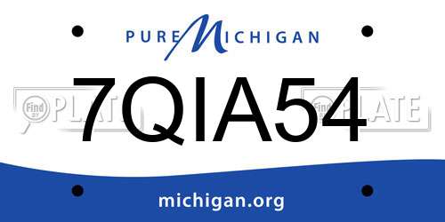 7QIA54 Michigan License Plate