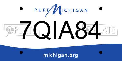 7QIA84 Michigan License Plate