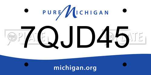 7QJD45 Michigan License Plate