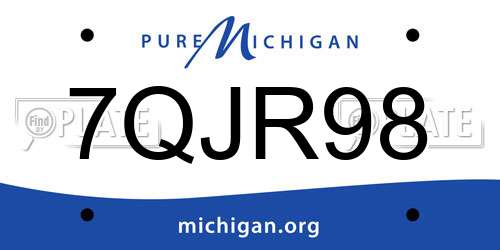 7QJR98 Michigan License Plate