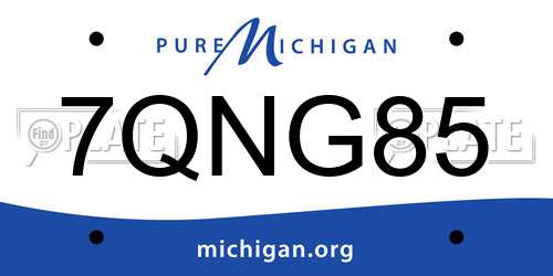 7QNG85 Michigan License Plate