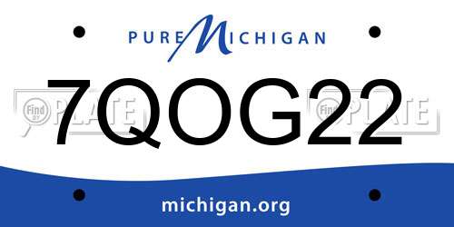 7QOG22 Michigan License Plate