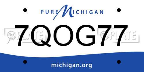 7QOG77 Michigan License Plate