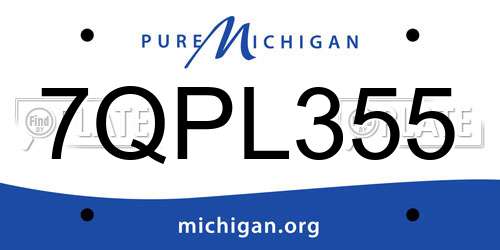 7QPL355 Michigan License Plate
